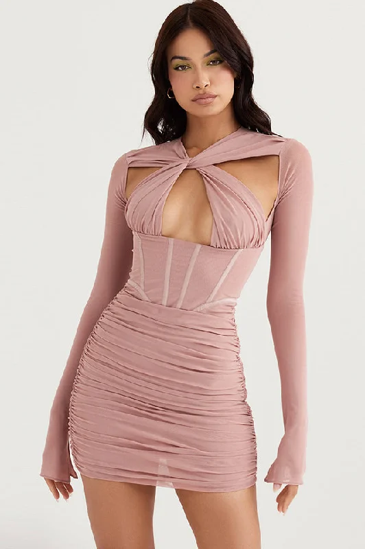 Rose Print Corset Mini Dress Fashionable Mini Dress with Frills