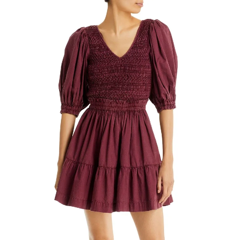 Sea New York Womens Simona Cotton Smocked Mini Dress Fashionable Mini Dress with Slits Sea New York Womens Simona Cotton Smocked Mini Dress Fashionable Mini Dress with Slits