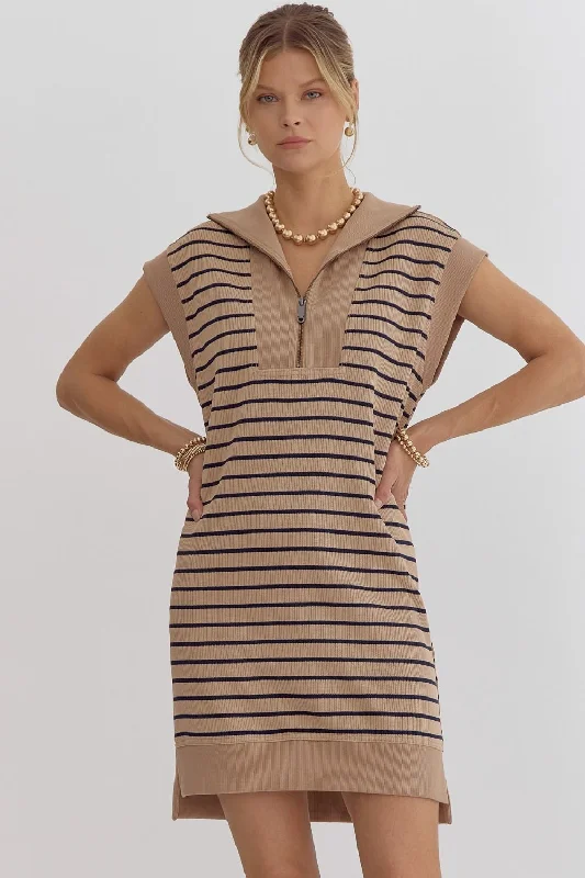 Stripe Mini Dress Stylish Ribbed Mini Dress