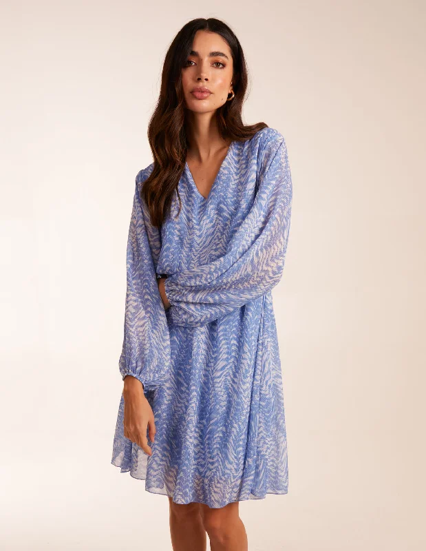 V Neck Chiffon Mini Dress Trendy Cut-Out Mini Dress