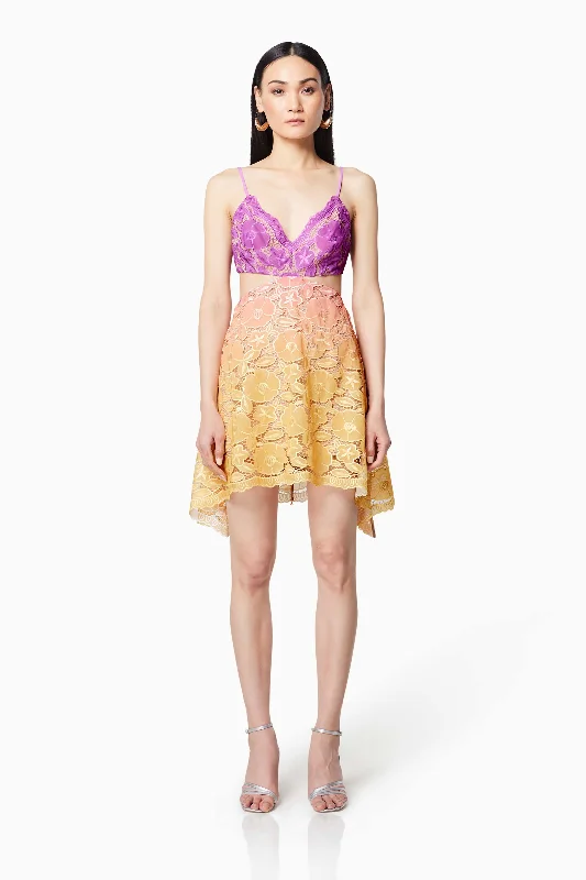 Vice Ombre Lace Mini Dress In Purple Fashionable Off-Shoulder Mini Dress