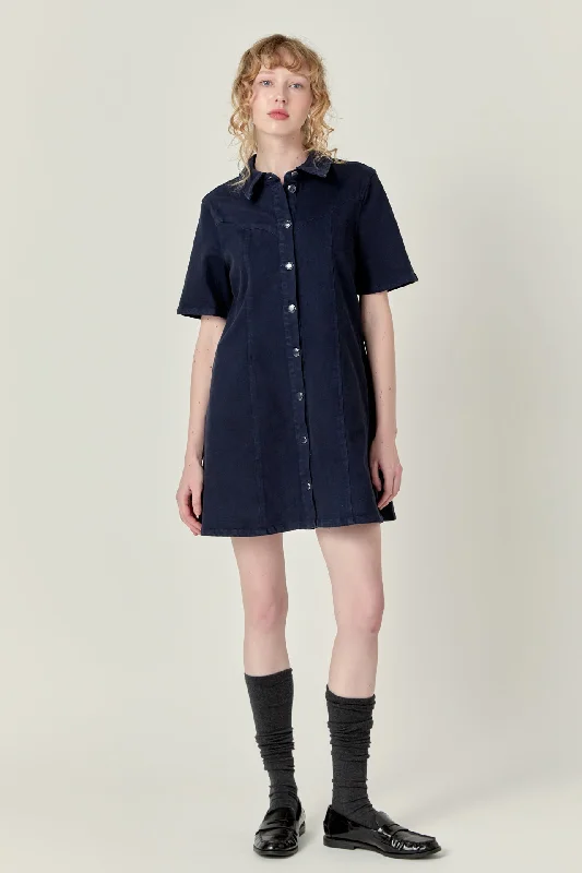Washed Denim Mini Dress Classic Black Mini Dress