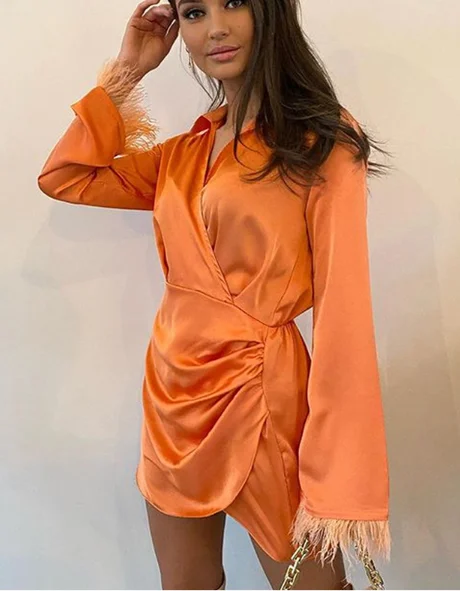Women Sexy Green V-neck Pleated High Waist Summer Feather Satin Mini Dress Stylish Spaghetti Strap Mini Dress Women Sexy Green V-neck Pleated High Waist Summer Feather Satin Mini Dress Stylish Spaghetti Strap Mini Dress
