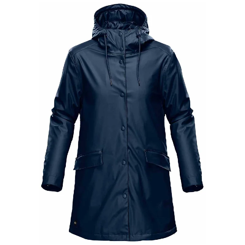 Stormtech Women's Navy Waterfall Insulated Rain Jacket Zippered Front Buttoned Front Snap Front Stormtech Women's Navy Waterfall Insulated Rain Jacket Zippered Front Buttoned Front Snap Front