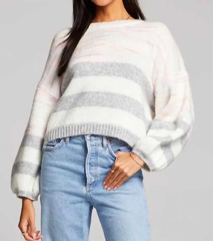 Astola Sweater In Multi Color Denim Fabric Leather Fabric Suede Fabric