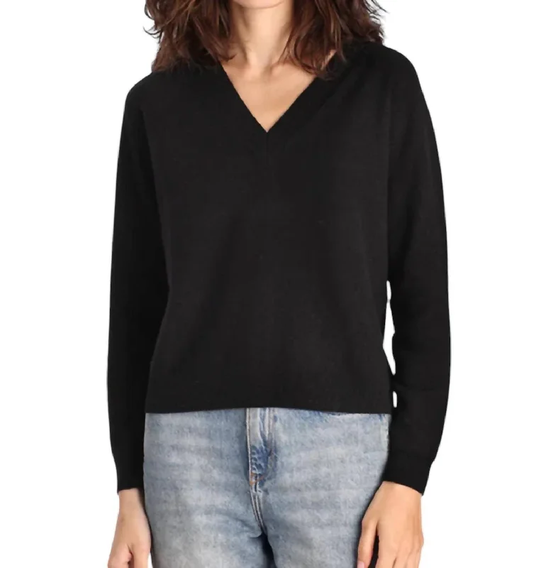Cashmere Shrunken Sweater In Black Hooded Sweater Collared Sweater Shawl Collar