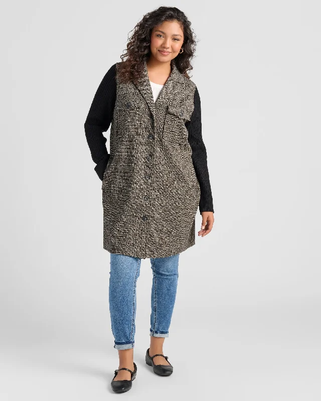 Plus Size Coatigan with Sweater Sleeves Long Sweater Short Sweater Cropped Sweater