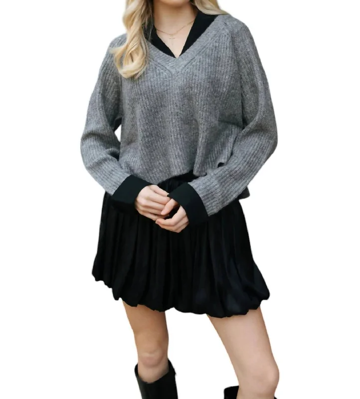 Combo Sweater In Grey High Neck Crew Neck V-Neck