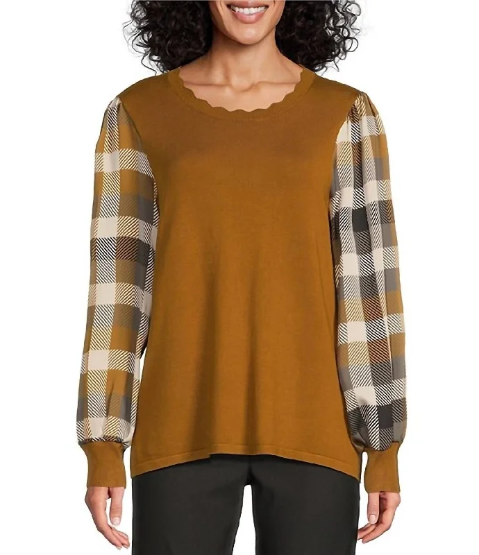 Cross My Heart Sweater In Brown Zippered Buttoned Snapped