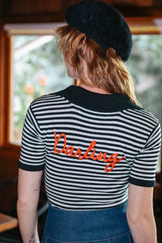 Darling Striped Sweater Stretchy Elastic Breathable