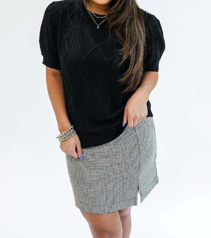 Date Night Cable Sweater In Black Cable Knit Ribbed Knit Lace Knit