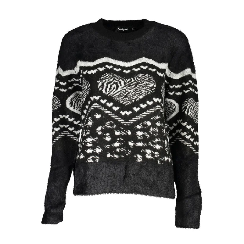 Desigual Chic Turtleneck Sweater with Contrast Women's Detail Graphic Sweater Embroidered Appliqued Desigual Chic Turtleneck Sweater with Contrast Women's Detail Graphic Sweater Embroidered Appliqued