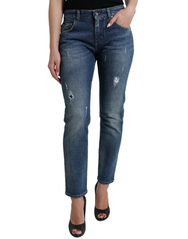 Dolce & Gabbana Chic Boyfriend Mid-Waist Stretch Women's Jeans Trendy Cut-Off Denim Shorts Dolce & Gabbana Chic Boyfriend Mid-Waist Stretch Women's Jeans Trendy Cut-Off Denim Shorts