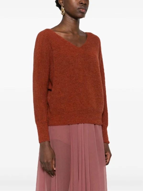 Elsa Sweater In Brown Open Front Closed Front Wrap Front