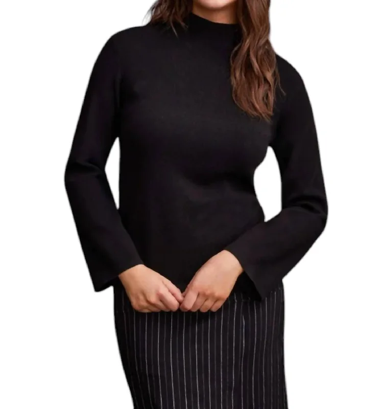 Funnel Neck Sweater In Black Boxy Sweater Fitted Sweater A-Line