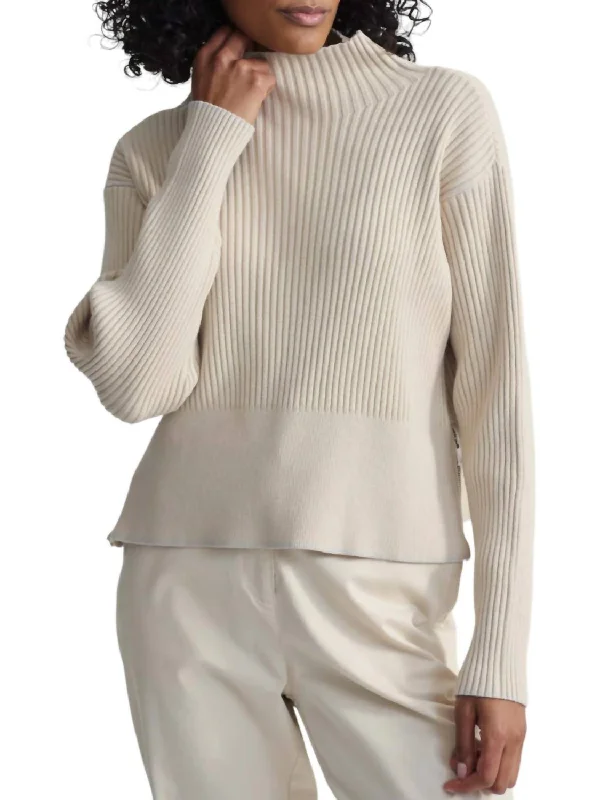 Hagen 2.0 Boxy Mock Sweater In Rainy Days Ribbed Striped Patterned