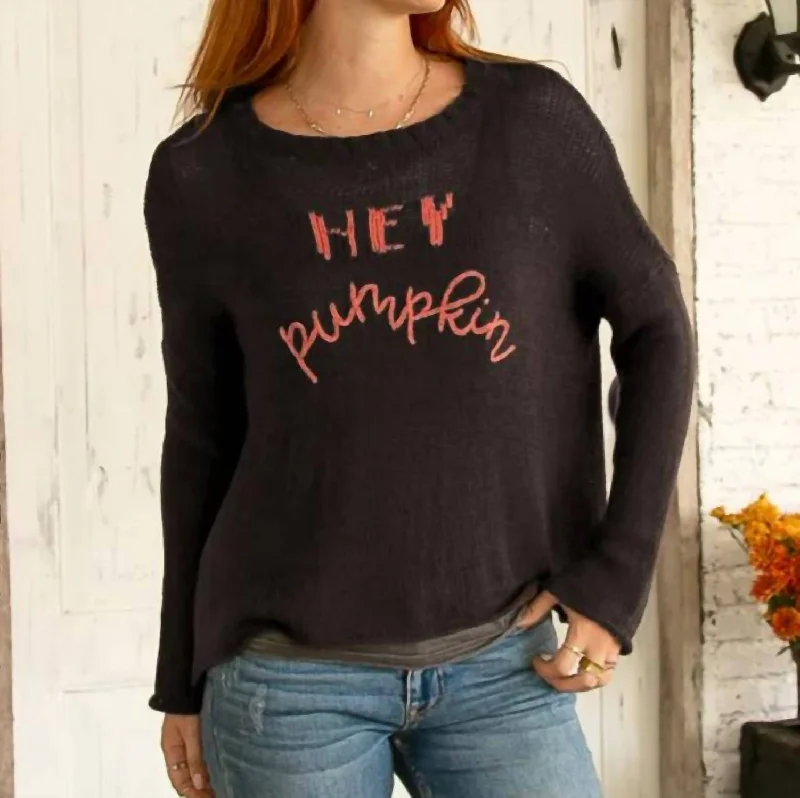 Hey Pumpkin Sweater In Chocolate Ale Denim Fabric Leather Fabric Suede Fabric