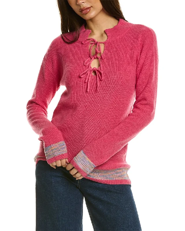 Kier+J Tie Neck Wool & Cashmere-Blend Sweater Welt Pockets Slit Pockets Flap Pockets Kier+J Tie Neck Wool & Cashmere-Blend Sweater Welt Pockets Slit Pockets Flap Pockets