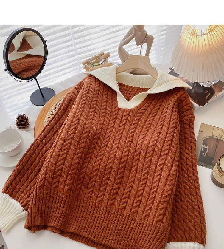 Loose and lazy wind twist sweater  6021 Transparent Opaque Sheer
