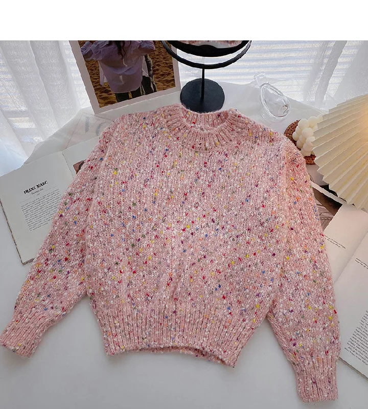 New Korean style temperament design Pullover long sleeve sweater  5975 Beaded Sweater Sequined Faux Fur