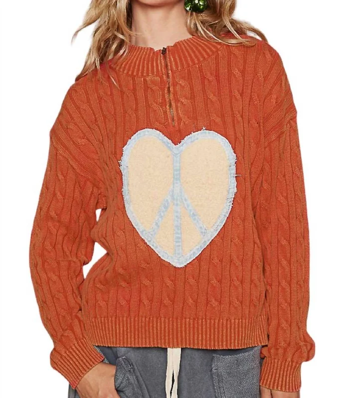 Peaceful Heart Sweater In Apple Red Cashmere Blend Cotton Blend Poly Blend
