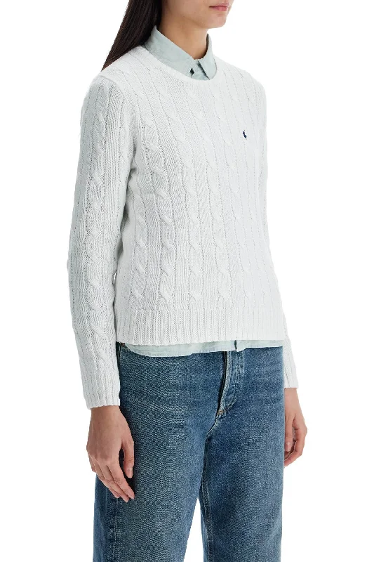 Polo Ralph Lauren Cable Knit Cotton Sweater Polka Dot Checkered Tartan