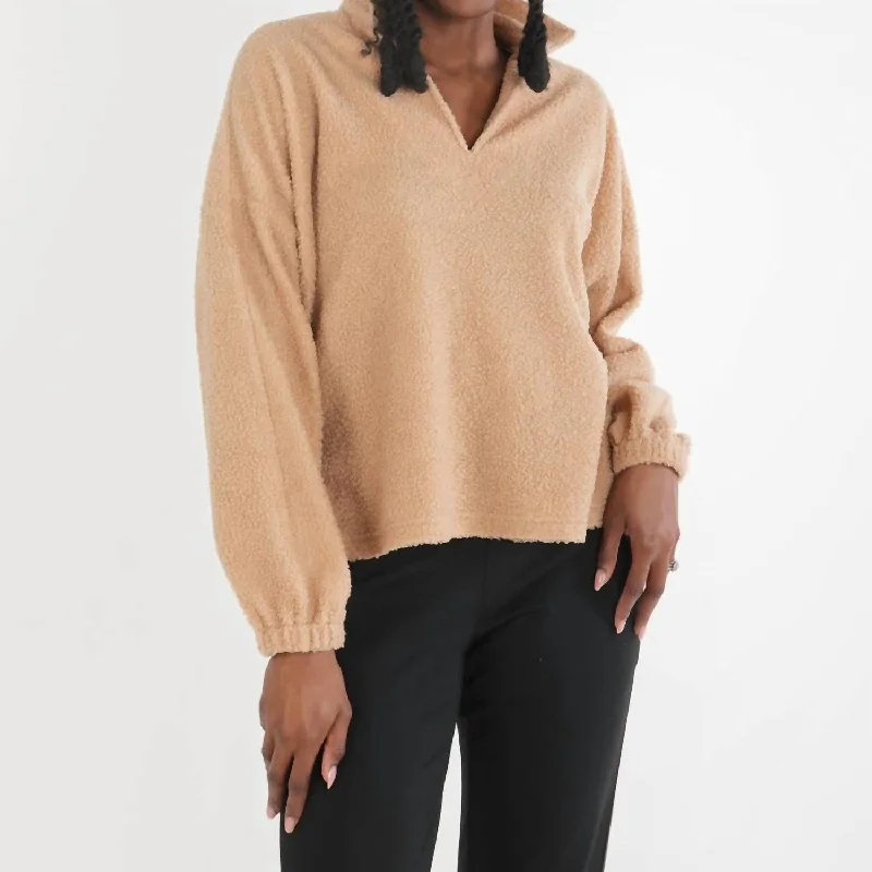 Poppy Pop-Over Sweater In Teddy Satin Blend Silk Blend Wool Blend