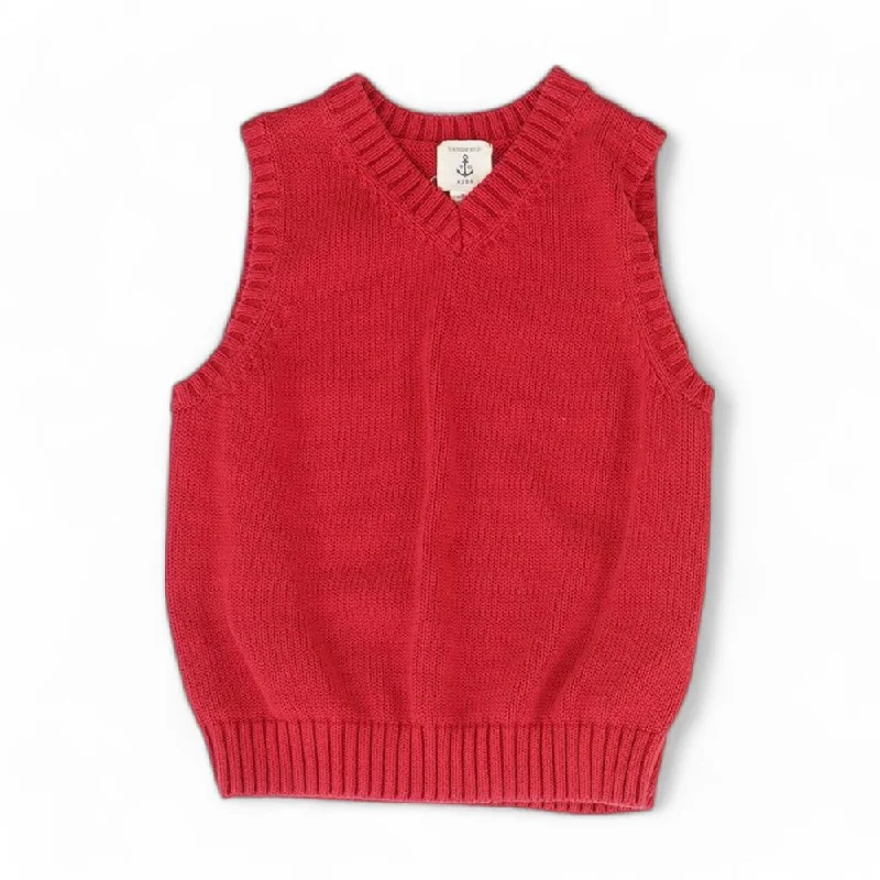Red Solid Vest Sweater Fitted Slim Tailored