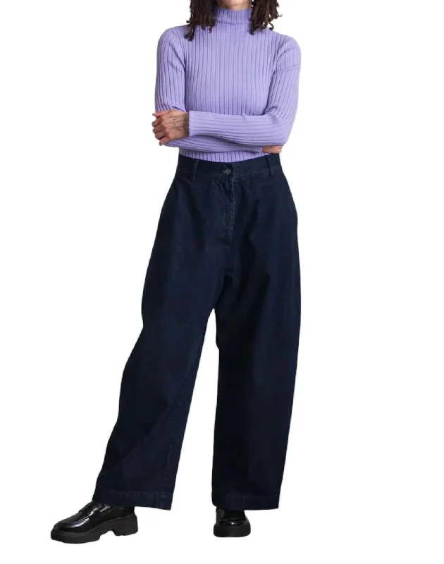 Ribbed Mock Sweater In Lilac Stretchy Elastic Breathable