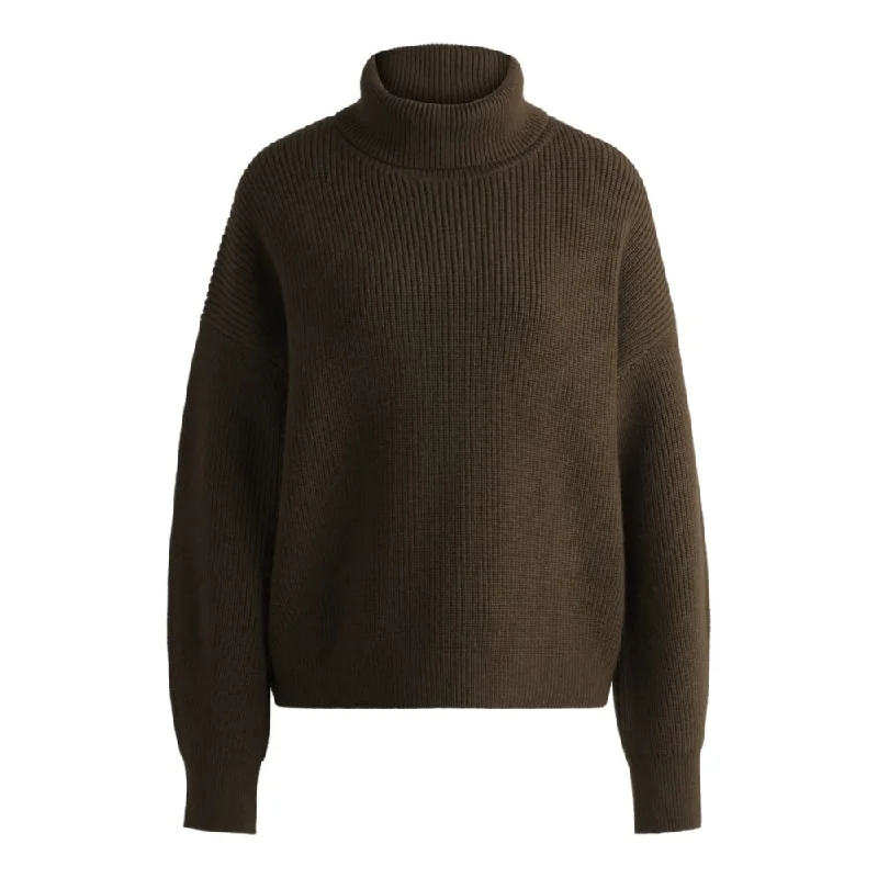 Ribbed rollneck sweater in wool Ribbed Striped Patterned