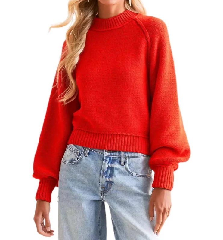 Riley Pullover Sweater In Red Elegant Classic Vintage
