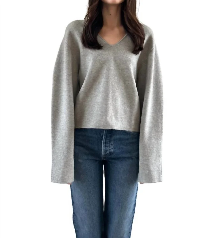 Sara Sweater In Dove Grey Transparent Opaque Sheer