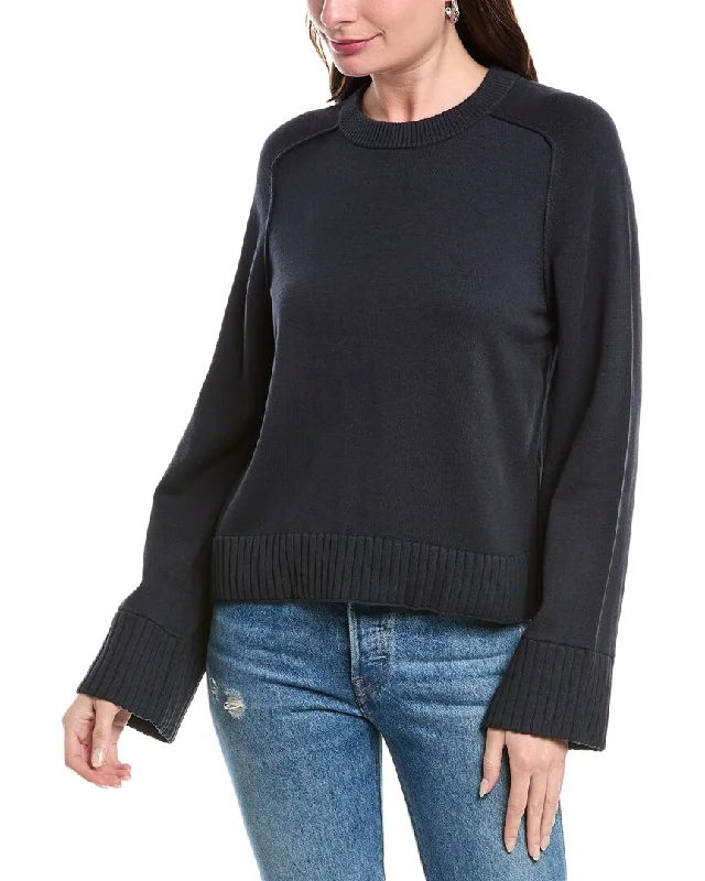 SIMKHAI Raglan Cashmere-Blend Sweater Mesh Sweater Canvas Denim