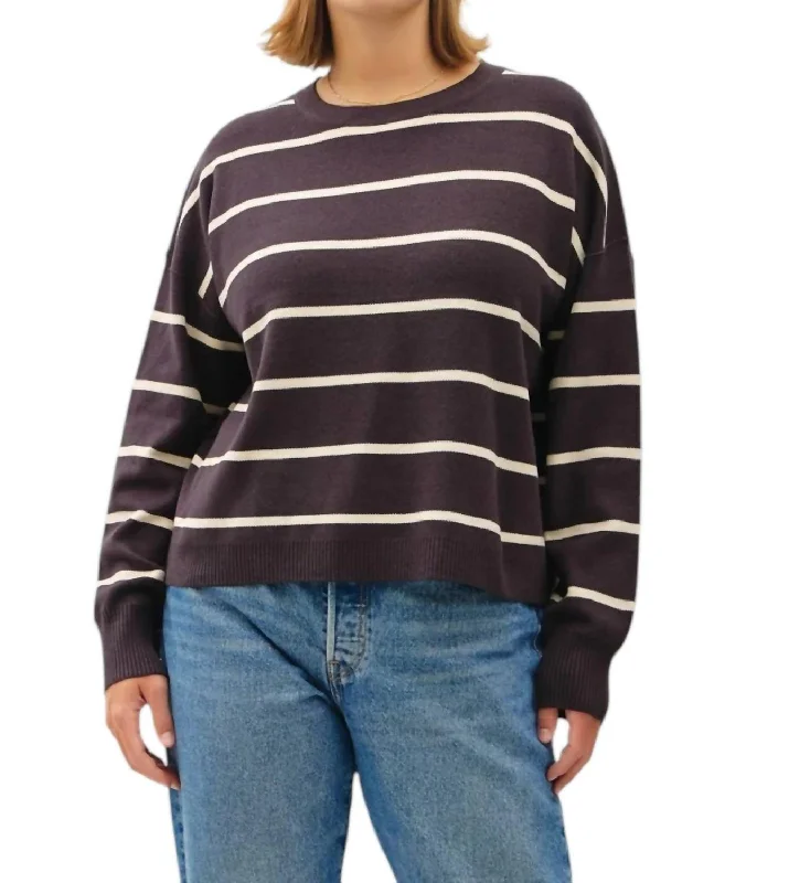 Stripe Curvy Sweater In Charcoal Nylon Fabric Polyester Fabric Spandex Fabric