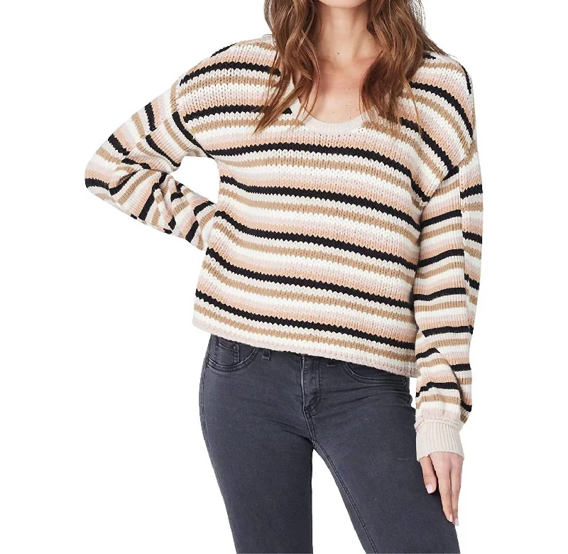 Stripe Sweater In Multi Chenille Blend Fleece Blend Nylon Blend