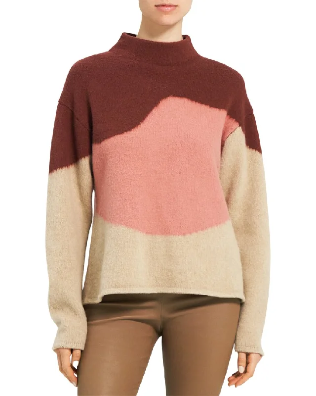 Theory Intarsia Cashmere Sweater Spandex Blend Rayon Blend Denim Blend