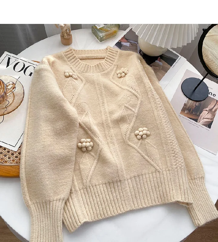 Three dimensional floret design personalized sweater 6002 Hooded Sweater Collared Sweater Shawl Collar Three dimensional floret design personalized sweater 6002 Hooded Sweater Collared Sweater Shawl Collar