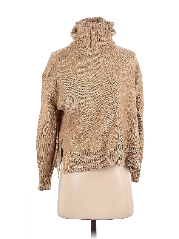 Turtleneck Sweater Chenille Brocade Lace