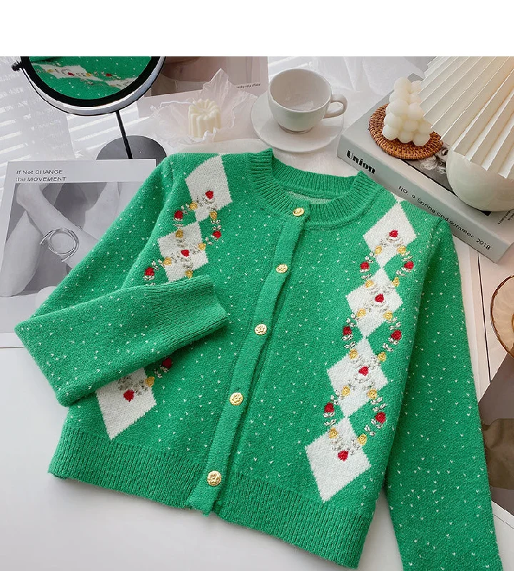 Vintage Embroidered Floral contrast Crew Neck Sweater Cardigan 6078 Transparent Opaque Sheer Vintage Embroidered Floral contrast Crew Neck Sweater Cardigan 6078 Transparent Opaque Sheer