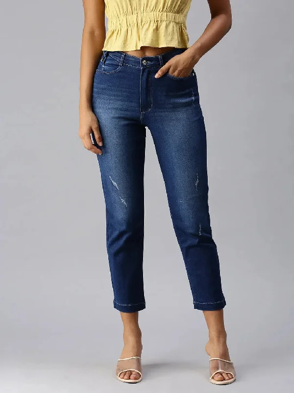 Women's Blue Solid Straight Fit Denim Jeans-IM-9765C-Blue Comfortable Full-Length Denim Jeans Women's Blue Solid Straight Fit Denim Jeans-IM-9765C-Blue Comfortable Full-Length Denim Jeans
