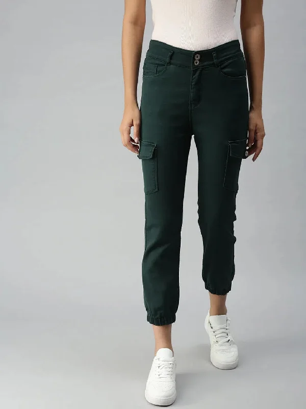 Women's Green Solid Denim Jeans-IM9847-Green Elegant Skinny Leg Jeans