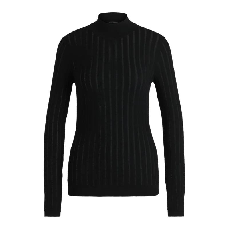 Wool sweater with structured stripes Cotton Fabric Linen Fabric Terry Fabric