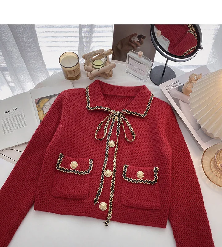 Xiaoxiangfeng sweater cardigan Vintage short top  6103 Silk Blend Satin Velvet