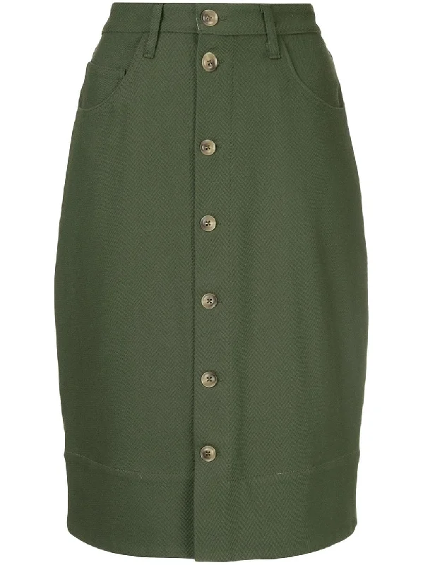button-down midi skirt wool skirt sturdy