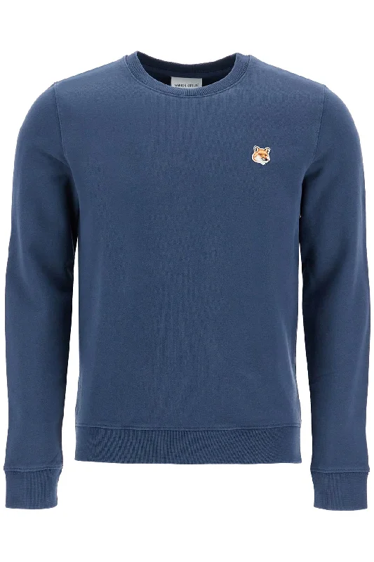 Fox Head Regular Fit Sweatshirt  - Blue Hoodie with High-Low Hem Asymmetrical Trendy