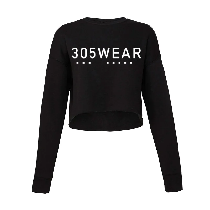 305WEAR Wordmark Icon Pure Fleece Cropped Sweatshirt Hoodie with V-Neck Classic Versatile 305WEAR Wordmark Icon Pure Fleece Cropped Sweatshirt Hoodie with V-Neck Classic Versatile