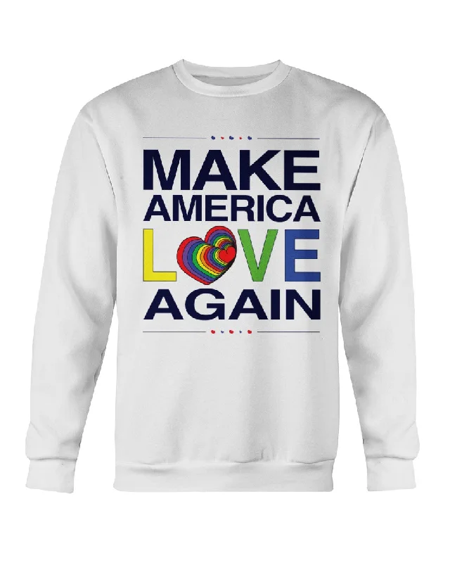 Make America Love Again - Crewneck Sweatshirt Hoodie with Hem Fringe Bohemian Relaxed Make America Love Again - Crewneck Sweatshirt Hoodie with Hem Fringe Bohemian Relaxed