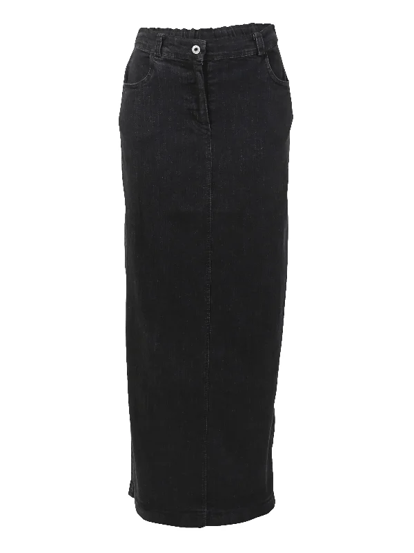 TRISHA denim skirt - Black Denim lace skirt intricate
