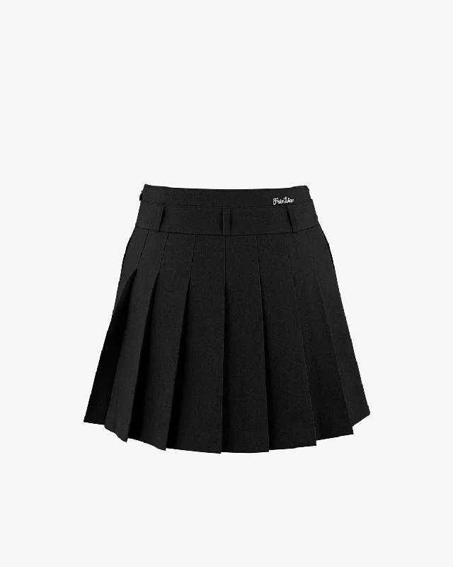 A-line pleated skirt - Black linen skirt breathable