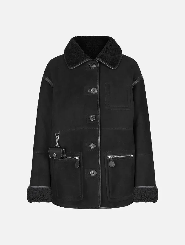 Ada Jacket in Black Shearling